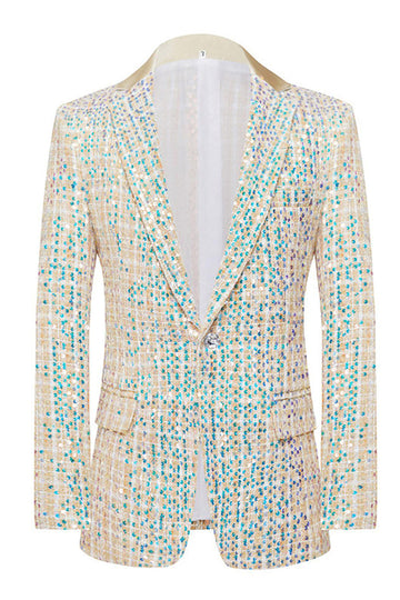 Champagne scintillant revers cranté 2 pièces costumes de bal pour hommes avec paillettes